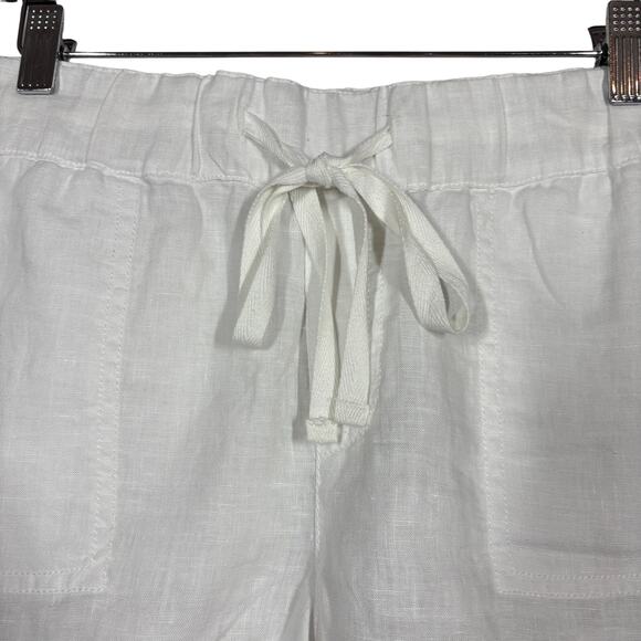 Caslon Lightweight Linen Shorts Elastic Waist Casual Summer Pockets White - S - Picture 2 of 7